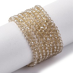 Светло-коричневый Стеклянные бусины с гальваническим покрытием , нити круглых бусин, гальваническое покрытие, граненые, загар, 2 мм, отверстие : 0.6 мм, около 184~193 шт / нитка, 13.86~14.02'' (35.2~35.6 см)