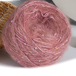 Бледно-фиолетовый Красный Пряжа мохер, длинная шерстяная пряжа с пайетками, для одежды шарфы свитера шали шапки, бледно-фиолетовый красный, 50г/моток