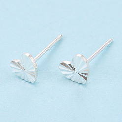 Сердце 925 стерлингового серебра серьги стержня, серебряные, сердце, 5x5.5 мм