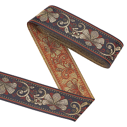 Черный 10 полиэстеровые ленты с вышивкой в этническом стиле, жаккардовая лента, аксессуары для одежды, цветочный узор, чёрные, 2 дюйм (50 мм)