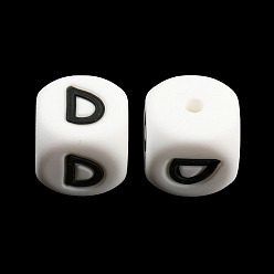 Letter D 20Pcs White Cube Letter Silicone Beads 12x12x12mm Square Dice Alphabet Beads with 2mm Hole Spacer Loose Letter Beads for Bracelet Necklace Jewelry Making, Letter.D, 12mm, Hole: 2mm