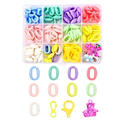 Color mezclado Kits de fabricación de cadenas de gafas / máscaras de bricolaje, 110 piezas de anillos de enlace de acrílico, colgantes de resina de flores y osos y dijes de arcilla polimérica, cierres de pinza de langosta de plástico, los titulares de gafas de silicona, Anillos de salto de hierro , color mezclado, 141 unidades / caja