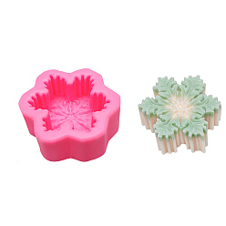Pink Snowflake DIY Candle Silicone Molds, for Scented Candle Making, Christmas Theme, Pink, 8x7.2x3.1cm