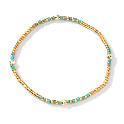 Бирюза Богемные стеклянные бисерные браслеты на резинке для женщин, бирюзовые, 11.02 дюйм (28 см)