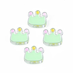 Бледно-Зеленый Прозрачные акриловые бусины, с эмалью, корона, бледно-зеленый, 22x25x8 мм, отверстие : 2.5 мм