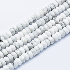 Говлит Природные Говлит бисер нитей, рондель, 6~6.5x3~4 мм, отверстие : 1 мм, около 105 шт / нитка, 15.7 дюйм (40 см).