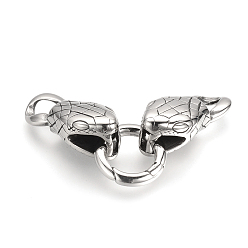 Античное Серебро 304 пружинные кольца из нержавеющей стали, уплотнительные кольца, с двумя конечными шнур шапки, змея, античное серебро, 77x15x13 мм