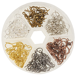 Mixed Color 120PCS Nickel Free Brass Earring Hooks, with Horizontal Loop, Multi Colored Earring Making Supplies in One Box, Mixed Color, 18x0.8mm, 20 Gauge, Hole: 2mm, about 20pcs/compartment