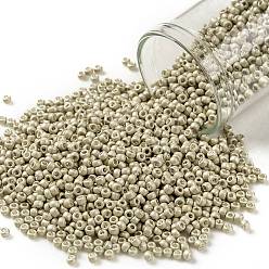 (558F) Matte Galvanized Khaki Тохо 11/0 круглые бусины, японский бисер, матовые, (558 f) матовый оцинкованный хаки, 11/0, 2.2 мм, отверстие : 0.8 мм, Около 1110 шт / 10 г