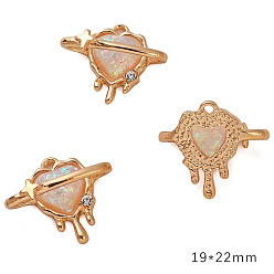 Planet Подвески из золотистого сплава со стразами из смолы, планета, 19x22 мм, отверстие : 1.5 мм