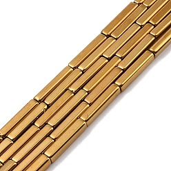Золотистый Стеклянные бусины с гальваническим покрытием , полное покрытие, прямоугольные, золотые, 19.5~20x3.5~4x3.5~4 мм, отверстие : 1 мм, около 38 шт / нитка, 29.13'' (74 см)