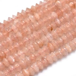 Sunstone Natural Sunstone Beads Strands, Faceted, Bicone, 2.5~3x1.5~2mm, Hole: 0.5mm, about 250pcs/Strand, 14.96 inch(38cm)