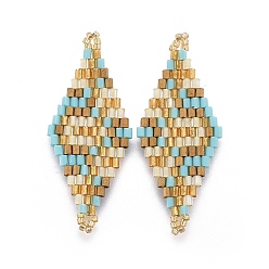 Бледно-Золотистый Японский бисер miyuki & toho ручной работы ссылки, Ткацкий станок, ромб, бледно золотарник, 40~41.5x16~16.7x1.7~1.8 мм, отверстие : 1.4~1.5 мм