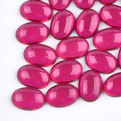 Camellia Translucent Resin Cabochons, Oval, Camellia, 9.5~10x8x4mm