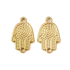 Настоящее золото 18K Ионное покрытие (ip) 304 звенья из нержавеющей стали, Подвески-соединители «Рука Хамса/Рука Мириам», реальный 18 k позолоченный, 11x18x1.5 мм, отверстие : 1 мм