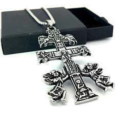 Нержавеющая Сталь Цвет Ожерелья из нержавеющей стали с подвеской в виде ангела-креста в стиле хип-хопа для мужчин, цвет нержавеющей стали