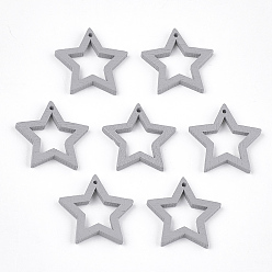 Светло-серый Расписные подвески из тополя, звезда, светло-серый, 24.5~25x24.5x2.5 мм, отверстие : 1.2 мм