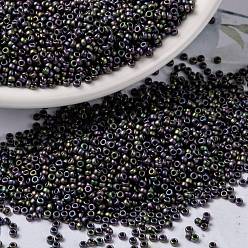 (RR2019) Matte Metallic Eggplant Iris MIYUKI Round Rocailles Beads, Japanese Seed Beads, 15/0, (RR2019) Matte Metallic Eggplant Iris, 1.5mm, Hole: 0.7mm, about 27777pcs/50g