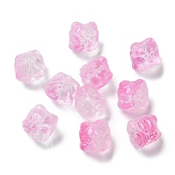 Темно-Розовый Выпечка расписные прозрачные стеклянные бусины, градиент цвета, лев, темно-розовыми, 11.5x11x9.5 мм, отверстие : 1.2 мм