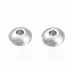 Нержавеющая Сталь Цвет Не тускнеет 202 разделительные бусины из нержавеющей стали, рондель, цвет нержавеющей стали, 5x2.5 мм, отверстие : 1.5 мм