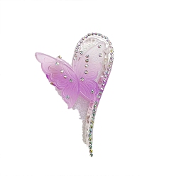 Орхидея Заколки-коготки из смолы со стразами, бабочка, сиреневые, 110 мм