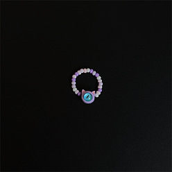 Лиловый Стеклянные кольца для женщин и девушек, кошка, сирень, внутренний диаметр: 17 мм