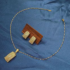 Rectangle Комплект из ожерелья с подвеской из сплава и сережек-гвоздиков для женщин, золотые, прямоугольные, 405 мм и 35x22 мм