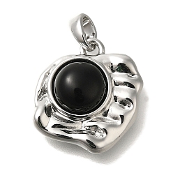 Платина Латунные подвески, со стеклом, нерегулярные чары, платина, 18x17x7.5 мм, отверстие : 4.5x3 мм