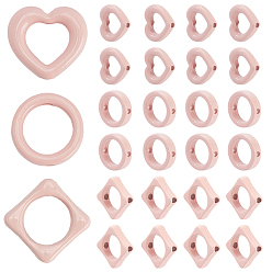 Pink 30 шт. 3 стили рамка из сплава с покрытием из запекаемой краски, разнообразные, розовые, 14.5~15.5x15~16x4~4.5 мм, отверстие : 1.8~2 мм, 40 шт / стиль