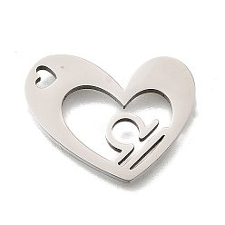 Весы 201 подвески из нержавеющей стали, лазерная резка, сердце с подвеской в виде созвездия, Весы, 17x21.5x1.5 мм, отверстие : 1.6x2.6 мм