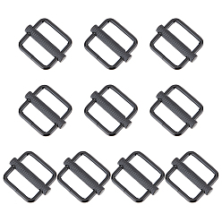 Electrophoresis Black Пряжки из сплава и железа, для обвязки мешков, аксессуары для одежды, прямоугольные, электрофорез черный, 33x39x3.5 мм, отверстие : 26 мм, 10 шт / коробка