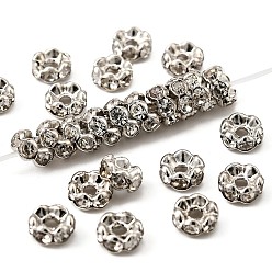 Платина Латунные бусины разделители для поставки стразов, класс А, кристалл, волнистый край, рондель, Платиновый металл, 5x2.5 мм, отверстие : 1 мм