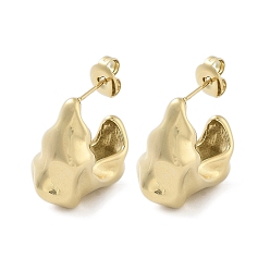 Настоящее золото 14K Ионное покрытие (ip) 304 серьги-гвоздики из нержавеющей стали, серьги-кольца, реальный 14 k позолоченный, 19x9 мм