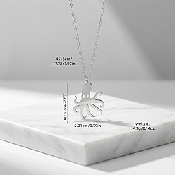 Stainless Steel Color 201 Stainless Steel Octopus Pendant 304 Stainless Steel Cable Chain Necklaces, Tarnish Free, Stainless Steel Color, 17.72 inch(45cm)
