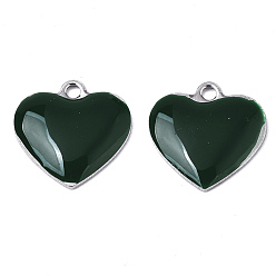 Темно-серый 201 из нержавеющей стали шармы эмали, сердце, цвет нержавеющей стали, темно-серый, 13x13x2 мм, отверстие : 1.5 мм