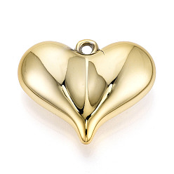 Золотистый Акриловые подвески, сердце прелести, золотые, 35.5x44x14.5 мм, отверстие : 3.5 мм