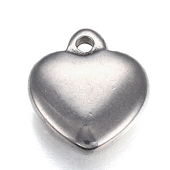 Edelstahl Farbe Anlaufgeschützt 304 Charms aus Edelstahl, Herz, Edelstahl Farbe, 13x12x3 mm, Bohrung: 1.6 mm