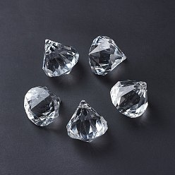 Clear Transparent Acrylic Faceted Diamond Pendants, Clear, 31x28mm, Hole: 3mm, about 52pcs/500g