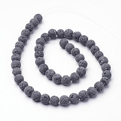 Lava Rock Unwaxed Natural Lava Rock Bead Strands, Round, 4mm, Hole: 1mm, about 95pcs/strand, 15.5 inch