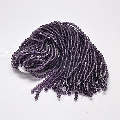 Purple Imitate Austrian Crystal Bicone Glass Beads Strands, Grade AA, Faceted, Purple, 6x6mm, Hole: 1mm, about 46~48pcs/strand, 10.5 inch