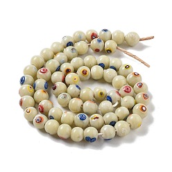 Лимонный шифон Непальские бусины лэмпворк ручной работы, круглые, лимонный шифон, 8.5~12.5x8.5~11.5 мм, отверстие : 1.8~3.5 мм, около 64~67 шт / нитка, 25.71'' (65.3 см)