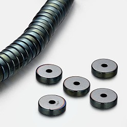 Зеленое Покрытие Гальванизировать немагнитных синтетический гематит бисер пряди, Heishi бусы, Диск / плоские круглые, зеленый покрытием, 8x2 мм, отверстие : 1 мм, около 194 шт / нитка, 15.7 дюйм