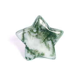 Moss Agate Natural Moss Agate with Brass Drawer Knobs, Star Drawer Pulls Handle, for Home, Cabinet, Cupboard and Dresser, 30mm, 25mm