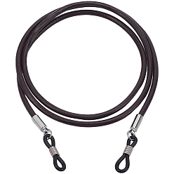 Кокосово-Коричневый Ремешок на шею из коровьей кожи для очков, шнурок для очков с резиновыми петлями на концах, кокосового коричневый, 695 мм