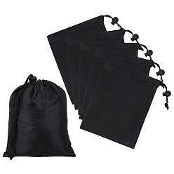 Черный 10шт. тканевые мешочки на завязках, прямоугольные, чёрные, 20.2x15.6x0.2 см