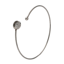 Нержавеющая Сталь Цвет 304 заготовки для браслетов из нержавеющей стали с круглым подносом, цвет нержавеющей стали, лоток : 8 мм, внутренний диаметр: 2-1/2x2-3/8 дюйм (6.2x6 см)