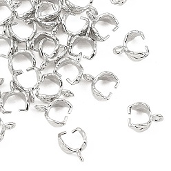 Real Platinum Plated SHEGRACE Brass Ice Pick Pinch Bails, Leaf, Cadmium Free & Nickel Free & Lead Free, Real Platinum Plated, 9x7x4mm, Hole: 1.6mm, Pin: 0.7mm