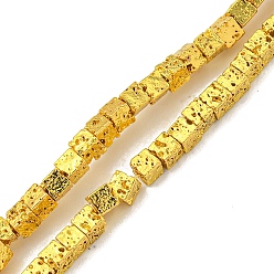 с Золотистым Покрытием Гальванические бусины из натуральной лавы, кубические, с золотым покрытием, 2~2.5x2~2.5x2~2.5 мм, отверстие : 0.8 мм, около 177 шт / нитка, 15.75'' (40 см)