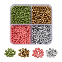 Mixed Color 1000Pcs 4 Colors 8/0 Glass Seed Beads, Baking Paint, Small Craft Beads for DIY Jewelry Making, Round, Mixed Color, 8/0, 3mm, about 250pcs/color