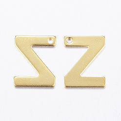 Letter Z 304 Stainless Steel Charms, Letter, Initial Charms, Real 18k Gold Plated, Letter.Z, 11x6~12x0.8mm, Hole: 1mm